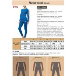 Royal Blue-270g Naturwool Women's 100% Merino Wool Base Layer John Set Thermal Underwear Top and Bottom